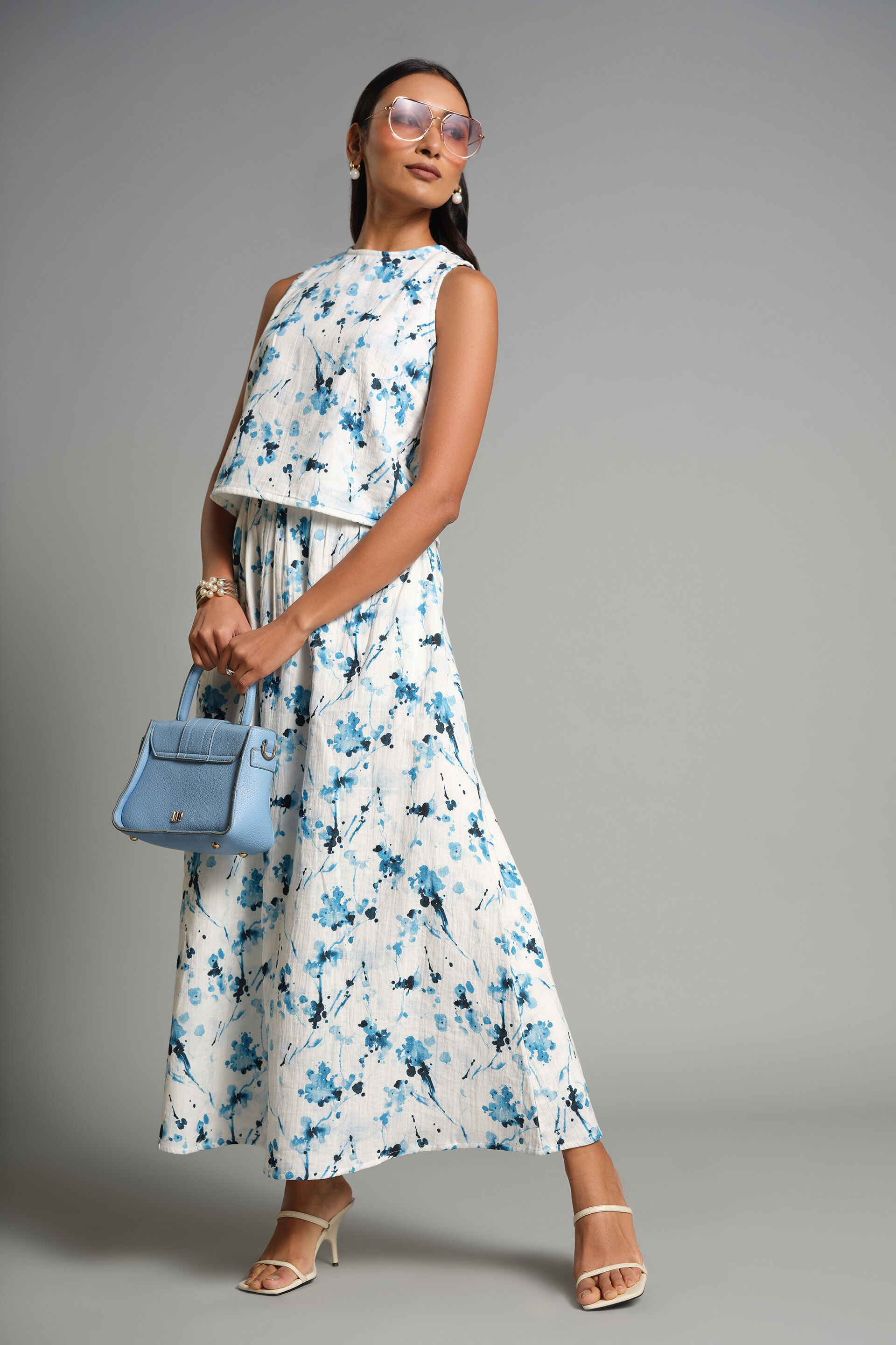 Mountain Flower Skirt Set, Blue, image 3